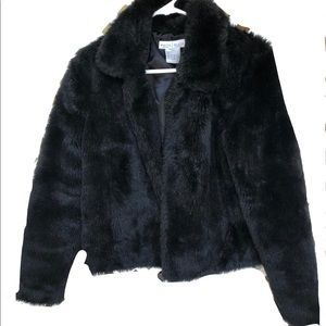 Black faux fur White House black market coat